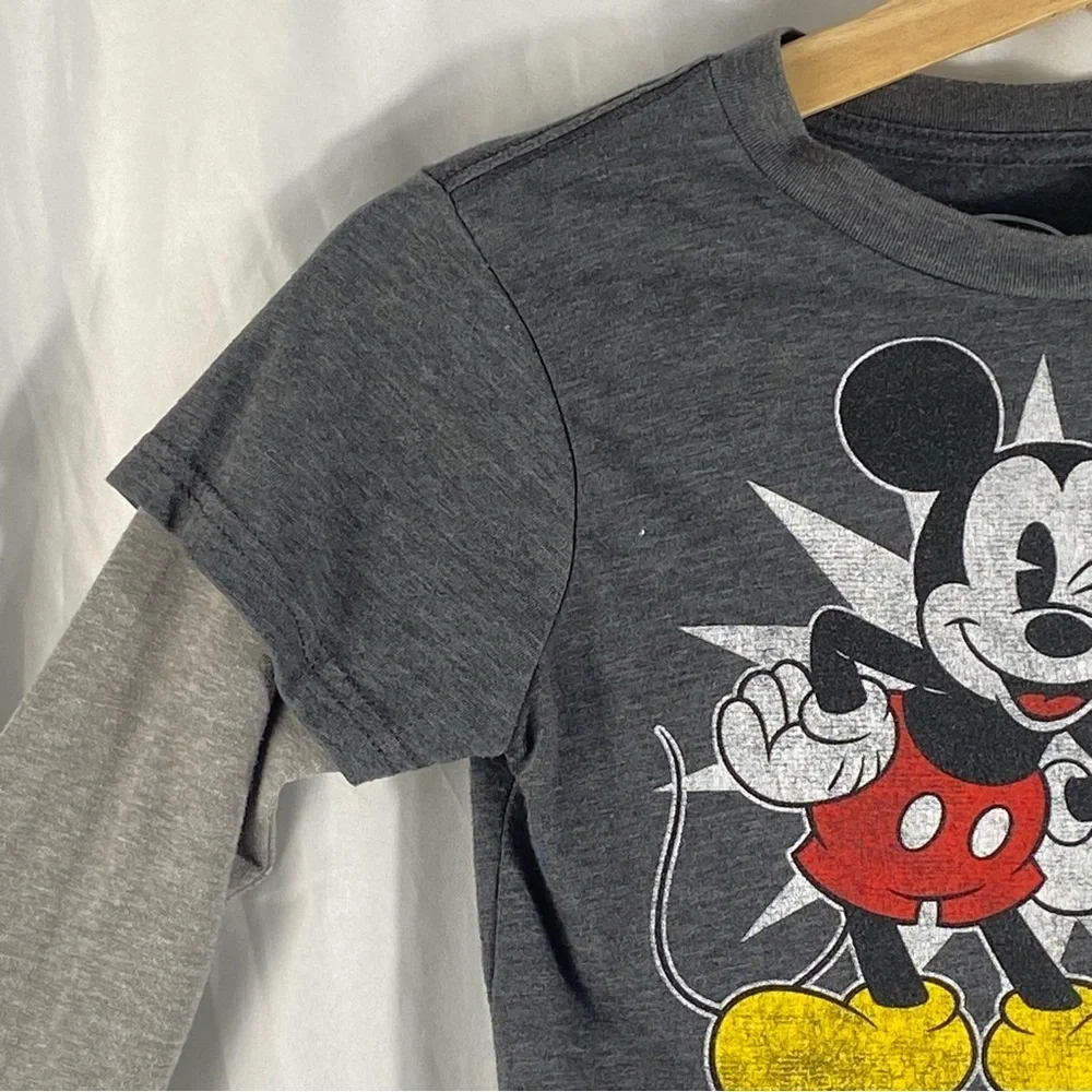 Disney Mickey Mouse Dark Gray and Light Gray Long Sleeve Tee Size 5T